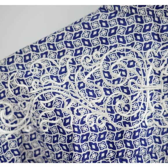 ROBERT GRAHAM LS SHIRT COTTON EMBROIDERY & CONTRASTING FLIP CUFFS M - Picture 7 of 9
